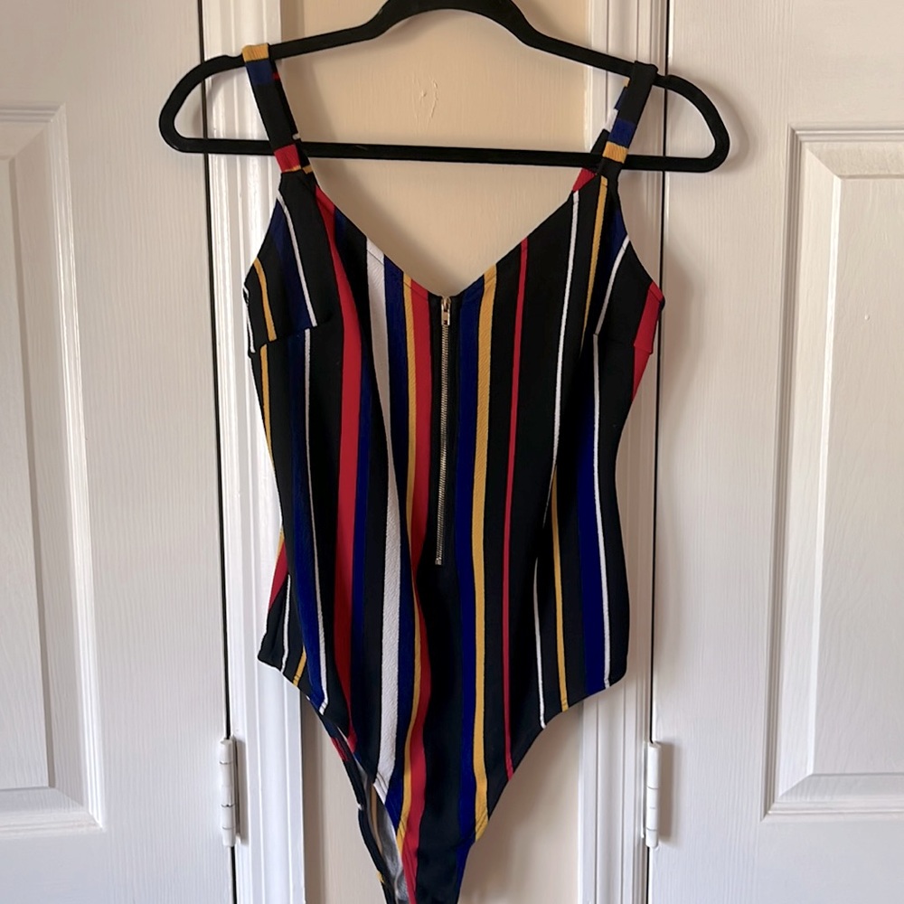 Fashion Nova Striped Bodysuit Large